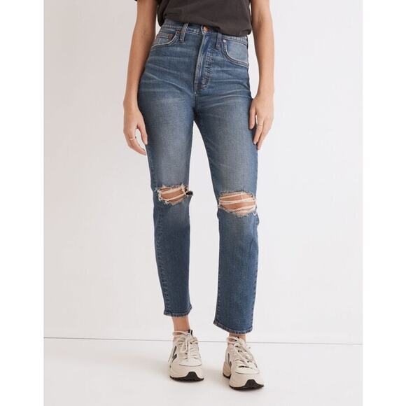 Madewell The Perfect Vintage Crop Jean in Gooding Wash: Knee-Rip Edition Size 26 - Picture 5 of 12